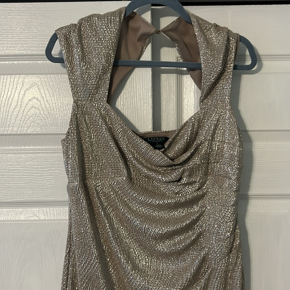 Ralph Lauren full length gown gold shimmer